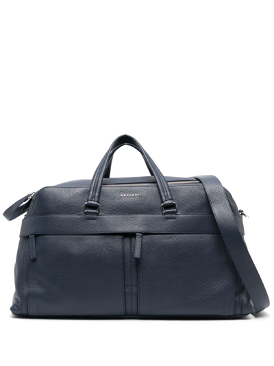 Orciani Leather Holdall Bag In Navy