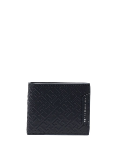 Tommy Hilfiger Monogram-embossed Leather Wallet In Blue