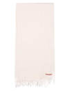 Acne Studios Logo-tag Frayed-edge Scarf In Pink