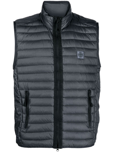 Stone Island Compass-patch Quilted Gilet In Grey