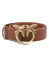 Pinko Love Birds-buckle Leather Belt In Brown