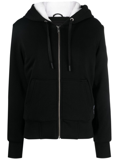 Moose Knuckles Black Cotton Blend Sweatshirt With Removable Inner Insert In Animal Print