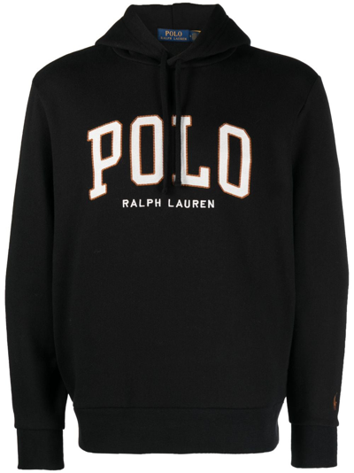 Polo Ralph Lauren Logo-print Cotton Hoodie In Black
