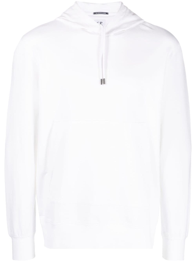 C.p. Company Goggle-detail Long-sleeve Hoodie In White
