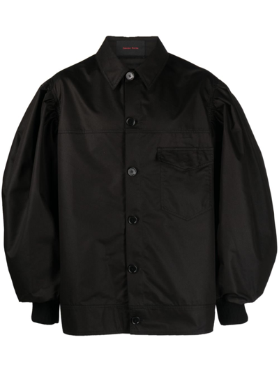 Simone Rocha Workwear Puff-sleeved Bomber Jacket In Black