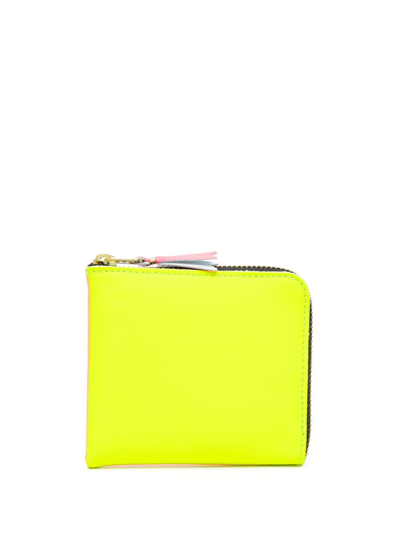 Comme Des Garçons Super Fluo Zipped Leather Wallet In Yellow