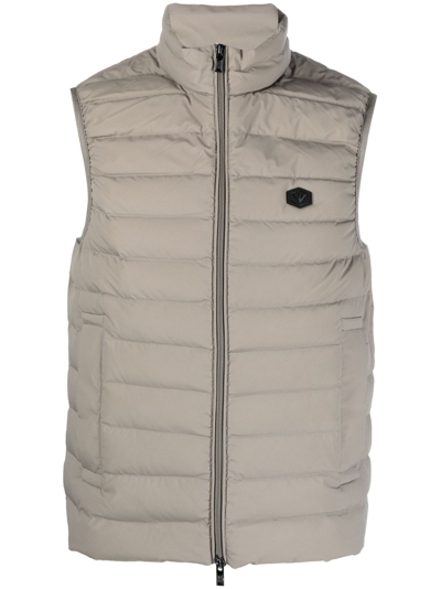 Emporio Armani Logo-patch Zip-up Gilet In Grey