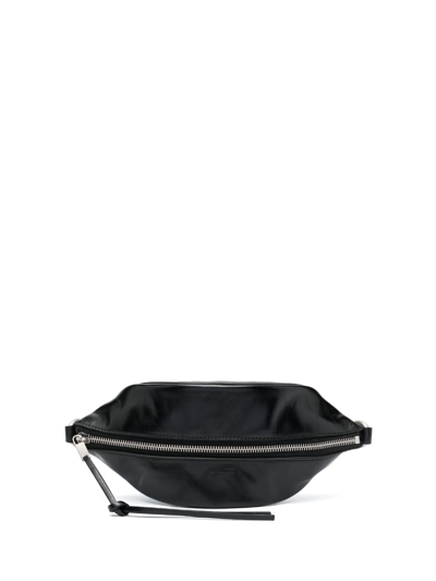 Jil Sander Embossed-logo Leather Belt Bag In Black