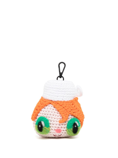 Mira Mikati X Javier Calleja Doll-head Crochet-knit Keyring In Orange