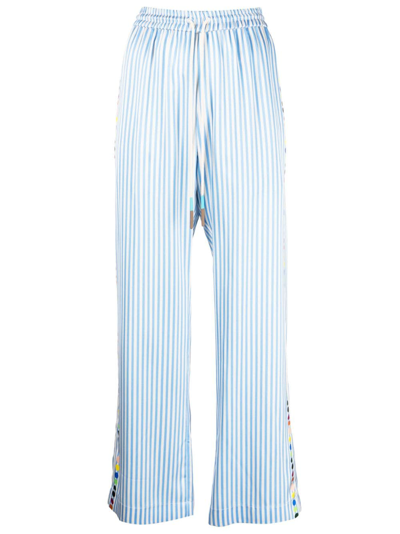 Mira Mikati X Javier Calleja Striped Satin Trousers In Blue