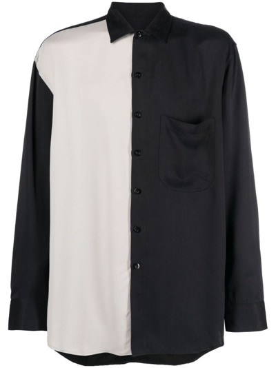 Song For The Mute Two-tone Long-sleeves Shirt In Black