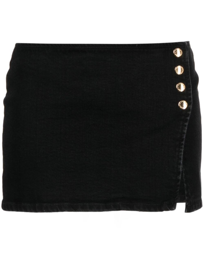 Retroféte High-waisted Denim Skirt In Black