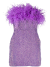 Retroféte Torin Feather-trim Sequin Minidress In Metallic Lavender