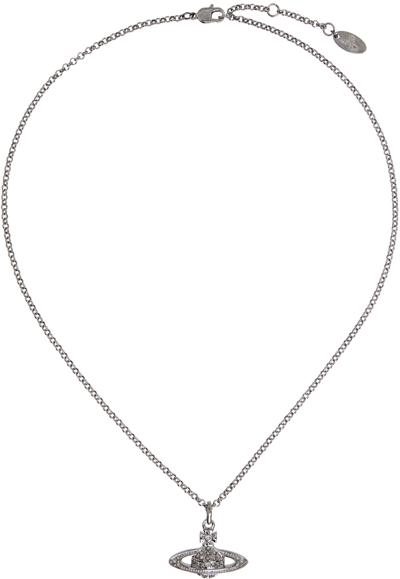 Vivienne Westwood Gunmetal Mini Bas Relief Necklace In Silver