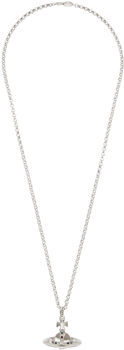 Vivienne Westwood Silver Crystal Necklace In 221-02p019-p019cn