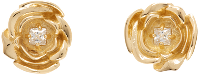 Hatton Labs Gold Rose Stud Earrings In Sterling Silver