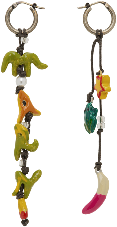 Marni Multicolor Graphic Charm Earrings In Y9031 Emerald/red/su