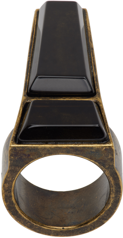 Rick Owens Gold Crystal Trunk Ring In 82 Dark Bronze