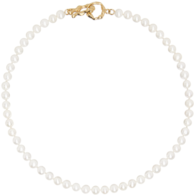 Faris White Beaded Pearl Necklace In 14k Gold-plate Bronz