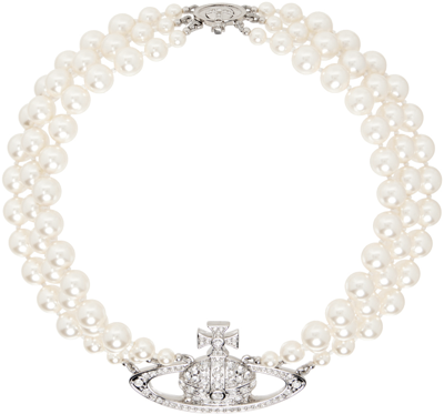 Vivienne Westwood Orb-charm Pearl Necklace In P132