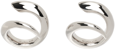 Mugler Silver Spiral Ring Set In 8089 Silver