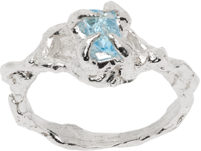 Harlot Hands Ssense Exclusive Silver Memory Ring In Silver/blue