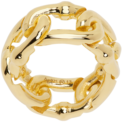 Bottega Veneta Gold Chain Link Ring In 8120 Yellow Gold