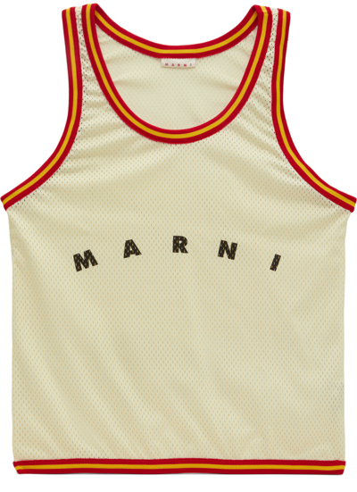 Marni Off-white Logo Tote In 00w11 Silk White