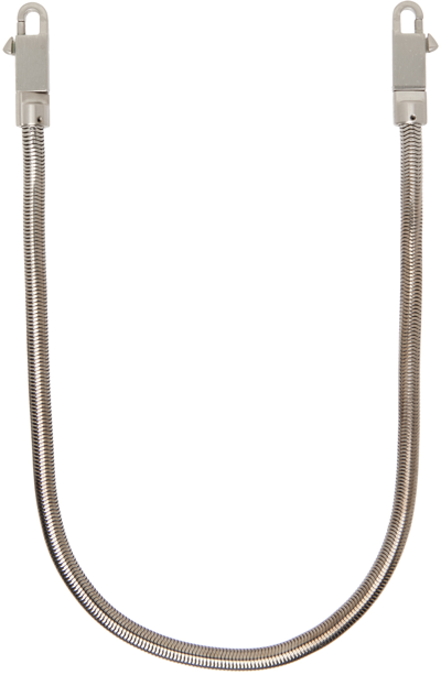 Rick Owens Silver Snake Chain Necklace In 128 Palladium