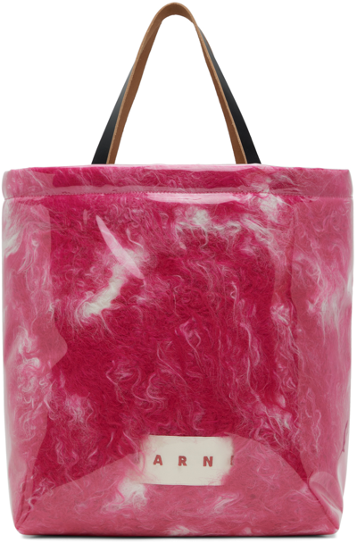 Marni Pink North South Shopping Tote In 00c57 Fuchsia