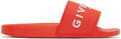 Givenchy Logo-embossed Rubber Slides In Orange