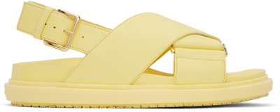 Marni Fussbett Leather Sandals In Yellow
