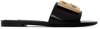 Dolce & Gabbana Logo-plaque Leather Slides In 80999 Nero