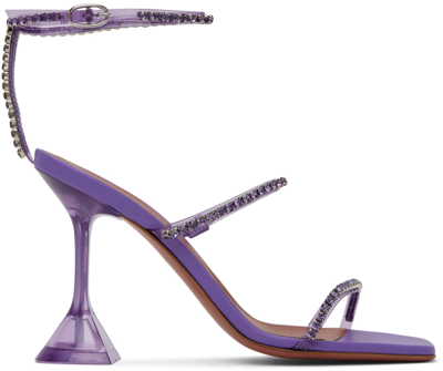 Amina Muaddi Purple Gilda Glass Heeled Sandals In Tanzanite