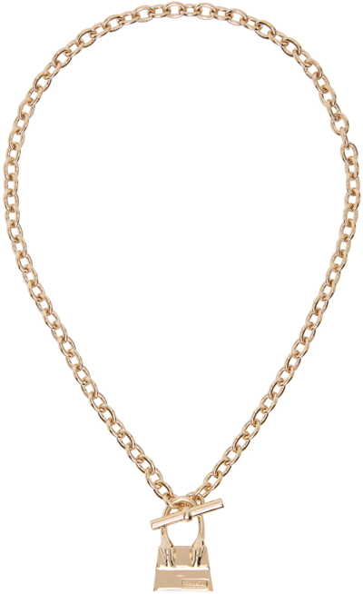 Jacquemus Gold Le Raphia 'le Collier Chiquito Barre' Necklace In Oro