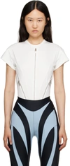 Mugler Zipped Cut-out Organic-cotton Bodysuit In 1014 Snow