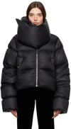 RICK OWENS BLACK FUNNEL NECK DOWN JACKET