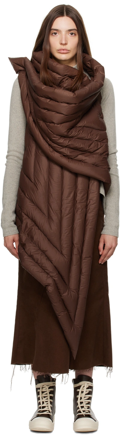 Rick Owens Brown Gleam Down Vest In 04 Brown