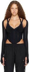 DION LEE BLACK SNAKESKIN COLUMN CORSET TOP