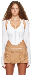 DION LEE WHITE SNAKESKIN COLUMN CORSET TOP