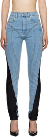 MUGLER BLUE & BLACK SPIRAL JEANS