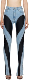 Rick Owens Stretch-jersey Paneled High-rise Skinny Jeans In Blue