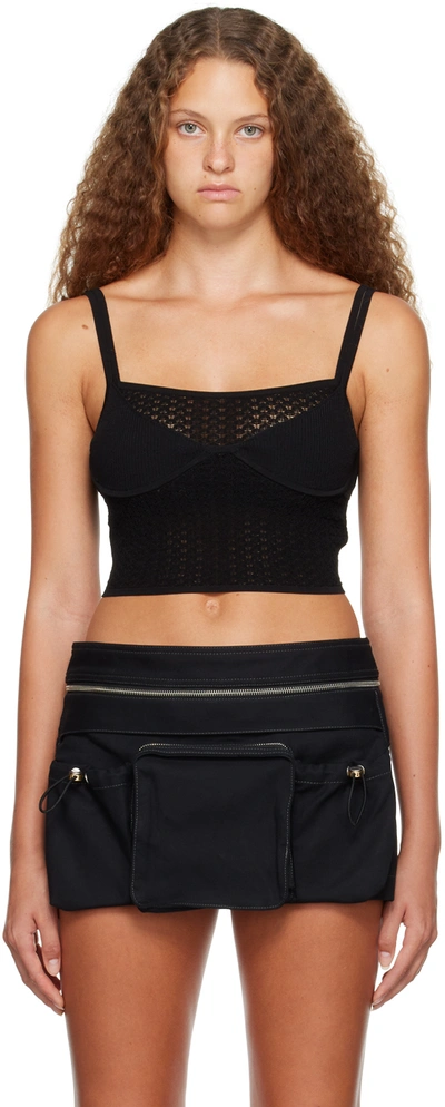 Dion Lee Serpent Knitted Bralette Crop Top In Black