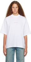 Marni Logo Print Cotton T-shirt In White