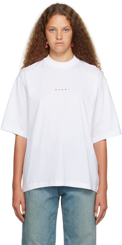 Marni Logo-print Cotton T-shirt In White