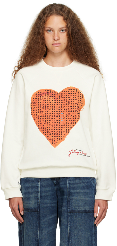 Marni Heart-print Cotton Sweatshirt In White