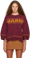 MARNI BURGUNDY INTARSIA SWEATER