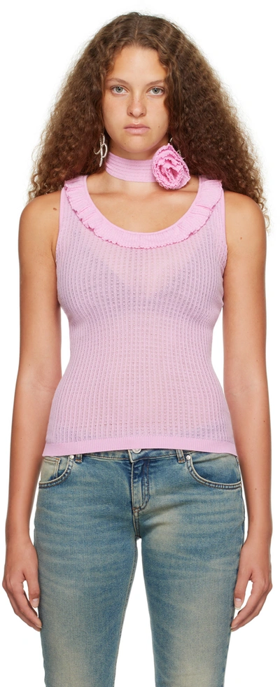 Blumarine Pink Ruffle Tank Top