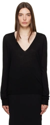 RICK OWENS BLACK V-NECK SWEATER