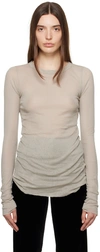 Rick Owens Ribbed Crew Neck Long Sleeve T-shirt In 08 Pearl